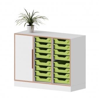 qickly® Schrank, 2 OH, 1 Tür, 16 kleine Ergo Tray Boxen, B/H/T: 104,2x74,3x42,6 cm 